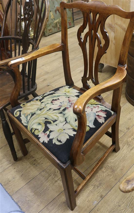 A Chippendale style elbow chair